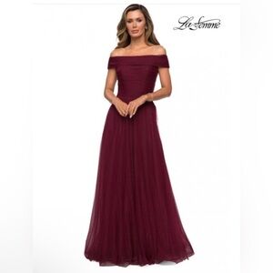 La Femme Tulle Off the Shoulder A-line Dress size 18 NWT
